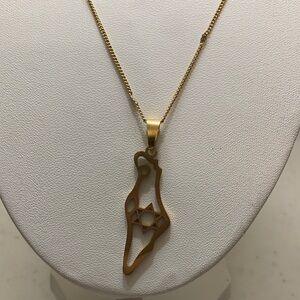 Gold stainless steel Jewish Pendant Necklace
